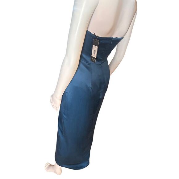 NWT Yumi Kim Bombshell Silk Strapless Maxi Dress Blue Tulip Hem Sweetheart Sz XS - Picture 9 of 16